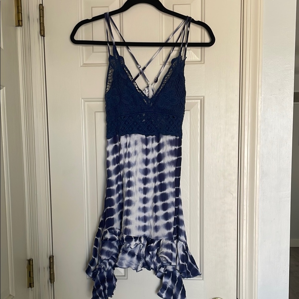 Blue Tie-Dye Strappy Dress